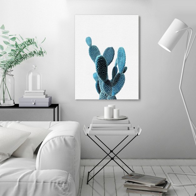 Americanflat Botanical Minimalist Blue Cactus By Nuada Wrapped Canvas