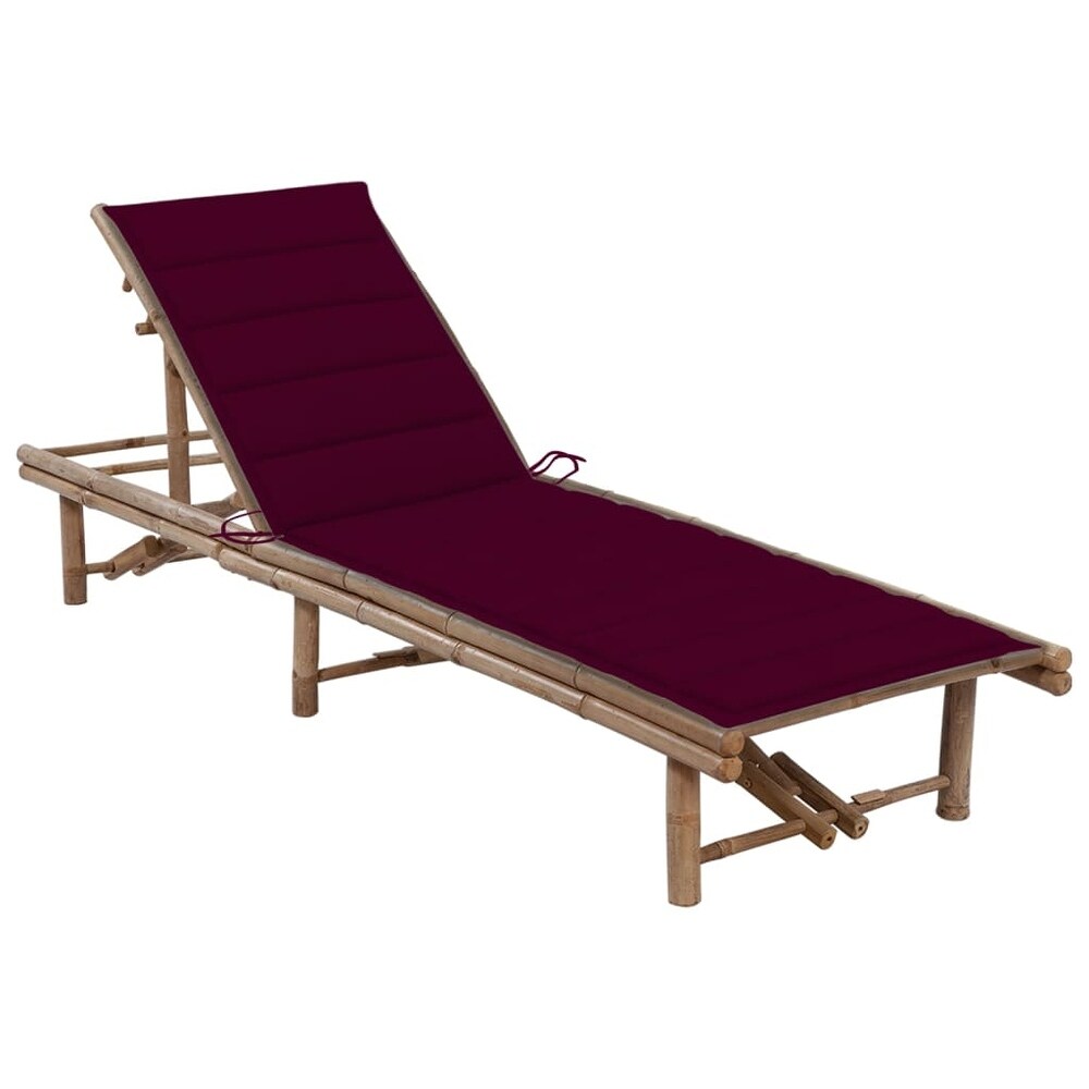 vidaXL Patio Lounge Chair Porch Sunbed Poolside Sunlounger with Cushion Bamboo   78.7\