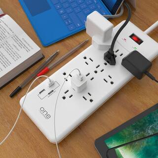 ProMounts 12 Outlet and 2 USB Surge Protector Power Strip with Flat Plug and 6 Ft. Cable ETL Certified PSS122