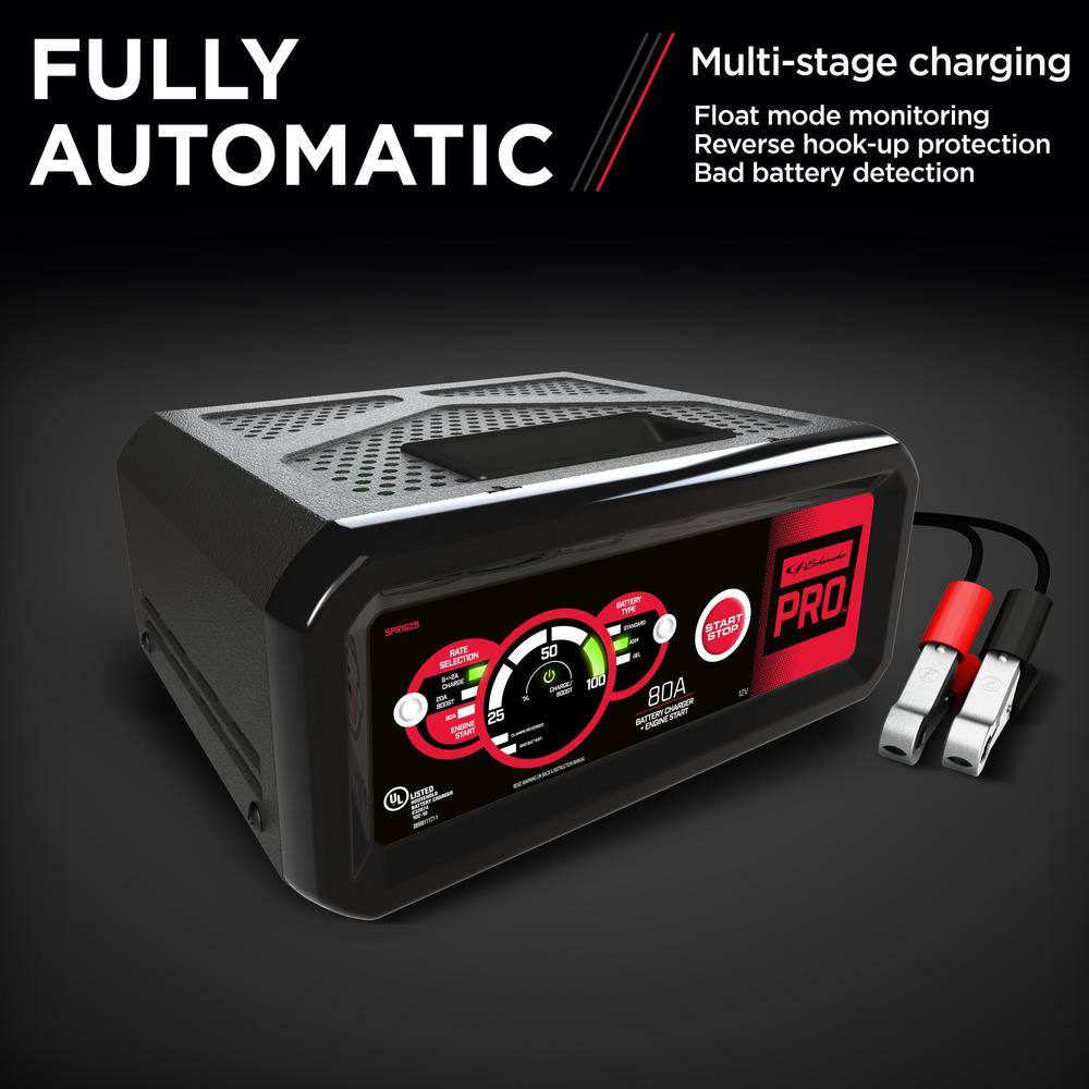 Schumacher Electric Schumacher Pro Automotive 12-Volt Battery Charger and 80-Amp Engine Starter with Maintainer and Boost Mode SPR1629