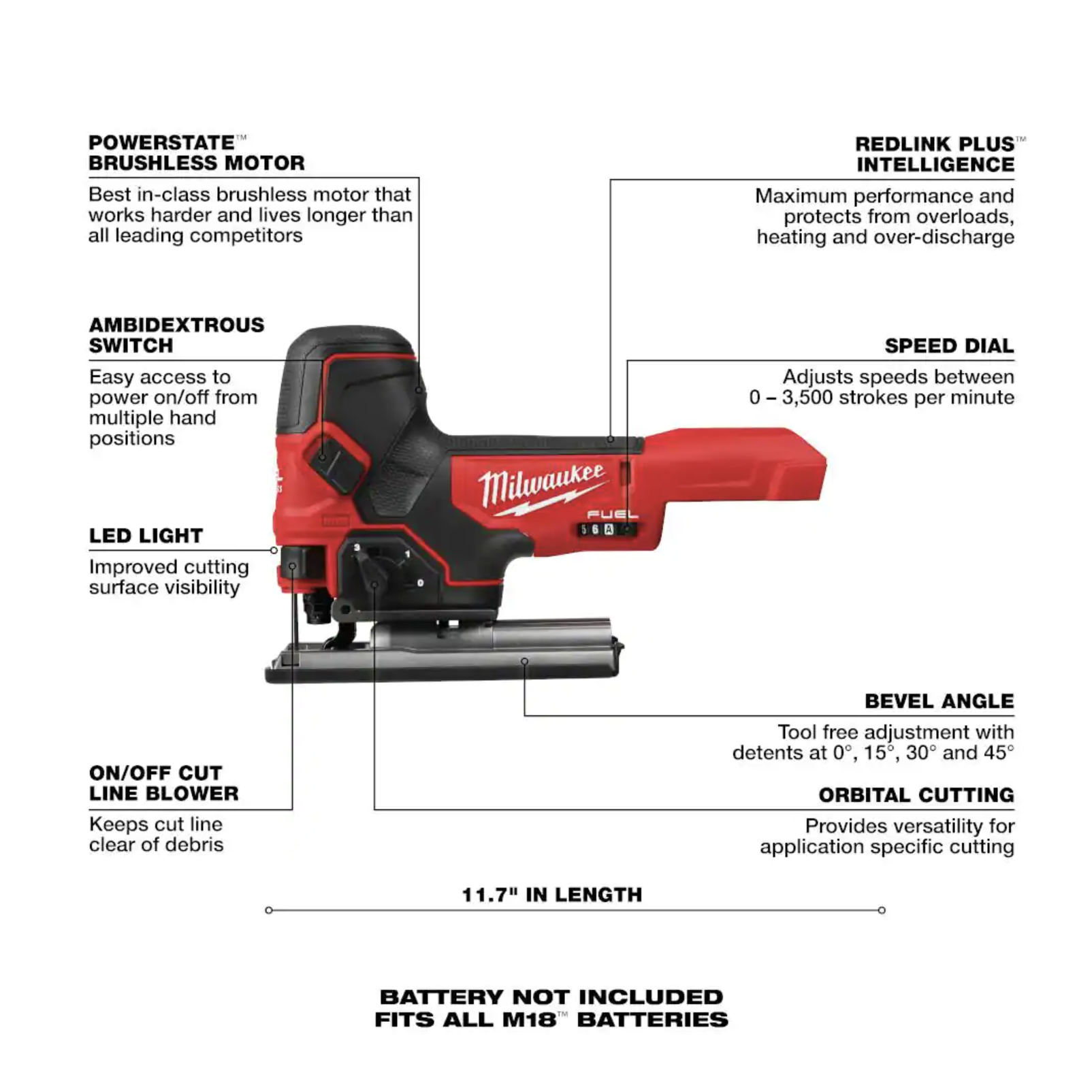 Milwaukee M18 FUEL 18V Lithium-Ion Brushless Cordless Barrel Grip Jig Saw (Tool Only)