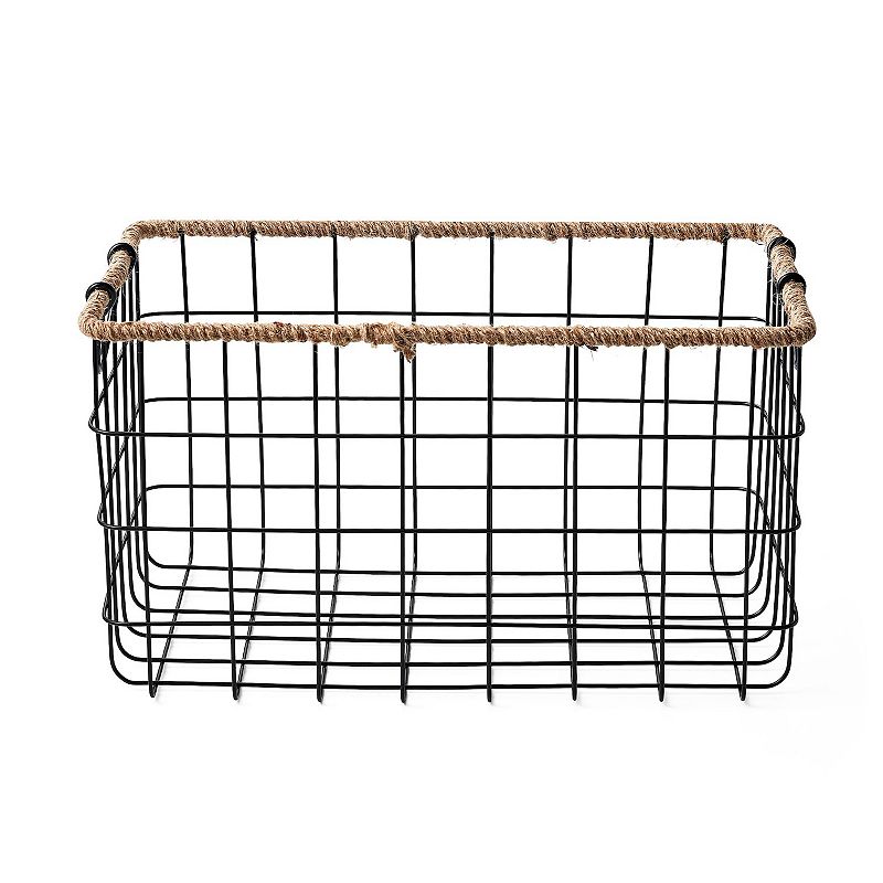 Saddle River Black Rectangular Grid Wire Baskets 3-pc. Set