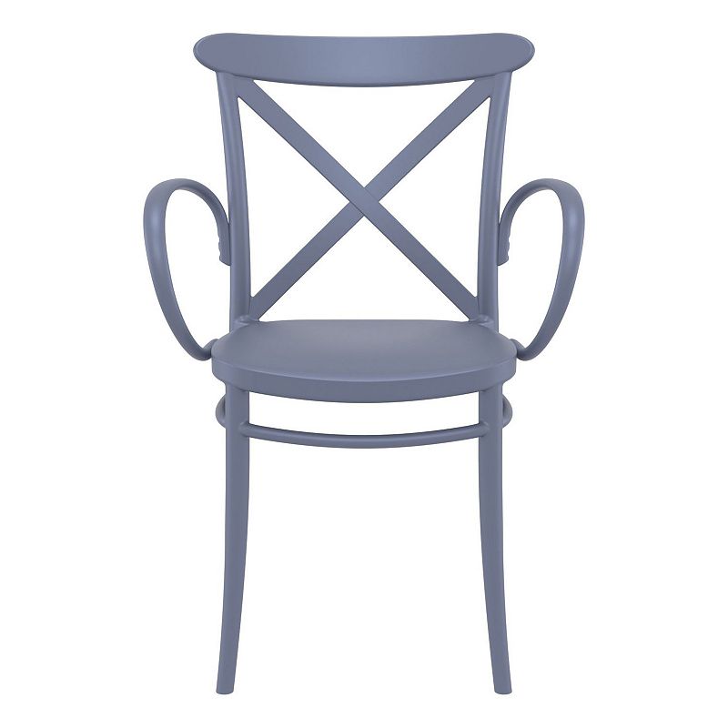 34.25 Gray Cross Stackable Patio XL Dining Armchair