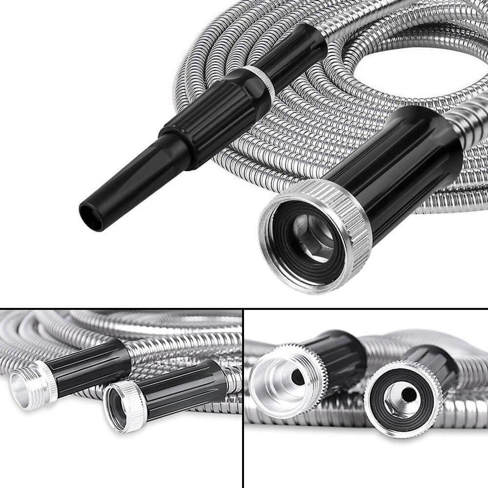 Cisvio 12 in. x 50 ft. 304 Stainless Steel Garden Water Hose Pipe Flexible Lightweight Kink Free Garden Water Outdoor Hose D0102HPN6YU