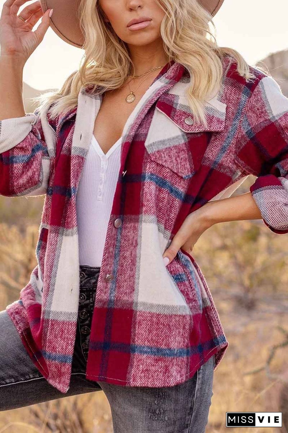 Plaid Flap Pocket Button Up Shirt