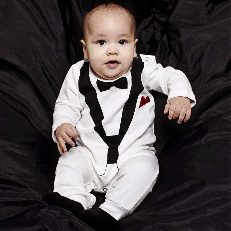 Baby Boy Clothes Spring Autumn Cotton Formal Romper Gentleman Outfit Newborn One-Piece Clothing Handsome Jumpsuit Party Suit