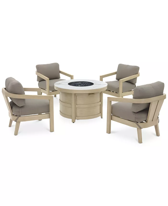 Agio Reid Outdoor 5-Pc. Chat Set (1 Fire Pit and 4 Club Chairs)