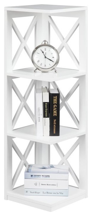 Home Square 3 Shelf Wood Corner Bookcase Set in White (Set of 2)   Transitional   Bookcases   by Homesquare  Houzz