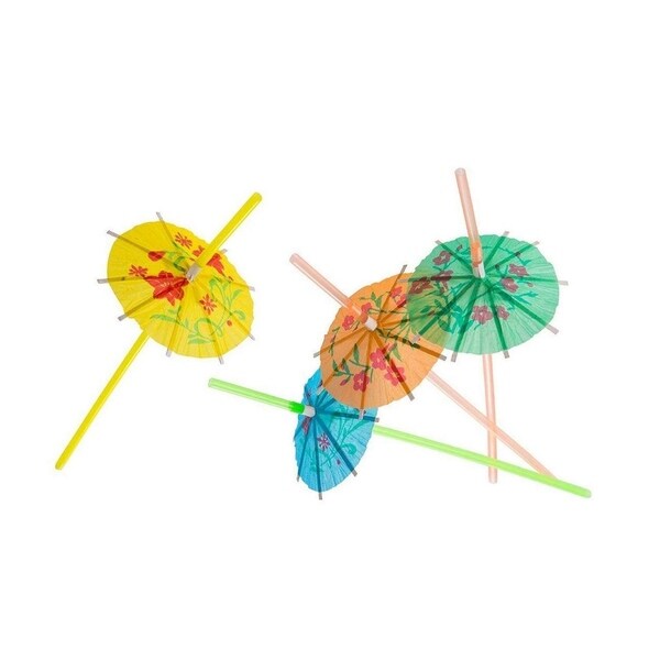 150x Disposable Tropical Hawaiian Luau Party Umbrella Cocktail Drink Straws