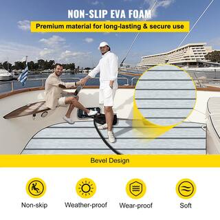 VEVOR Boat Decking Sheet 94.5 in. x 35.4 in. 6 mm Thick Self-Adhesive Non-Skid EVA Foam Faux Teak Decking 240X90EVAHSYMZNDBV0