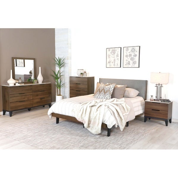 Coaster Furniture Mays Upholstered Bedroom Set Walnut Brown and Grey - - 38057231