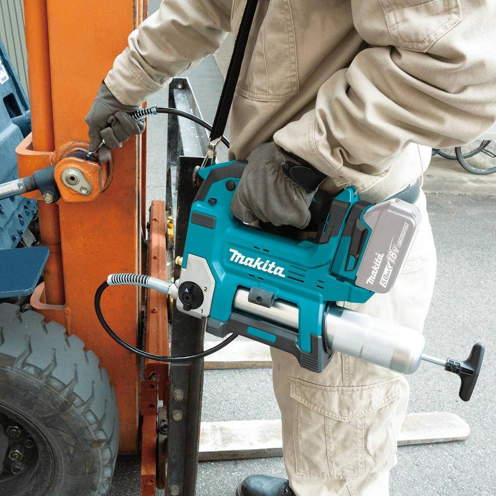 Makita 18V LXT Lithium-Ion Grease Gun (Tool Only) with 18V LXT Lithium-Ion Brushless 4-Speed 12 in. Sq. Drive Impact Wrench XPG01Z-XWT14Z