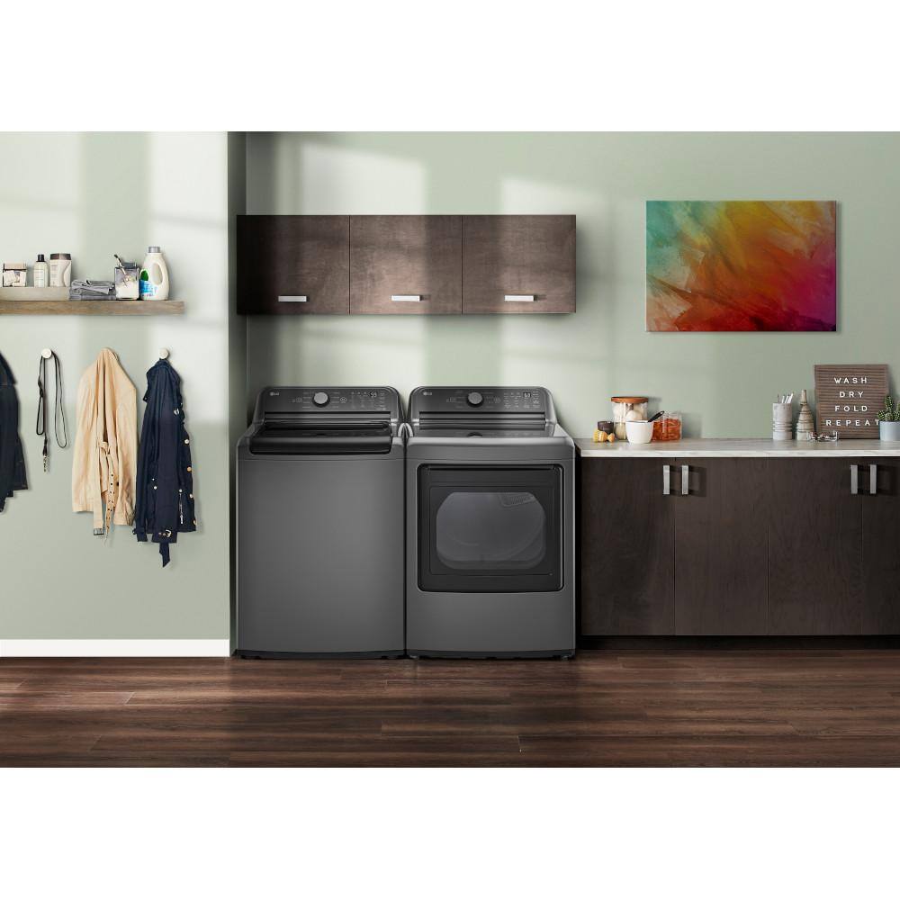 LG 7.3 cu. ft. Ultra Large High-Efficiency Vented Gas Dryer in Middle Black DLG7151M