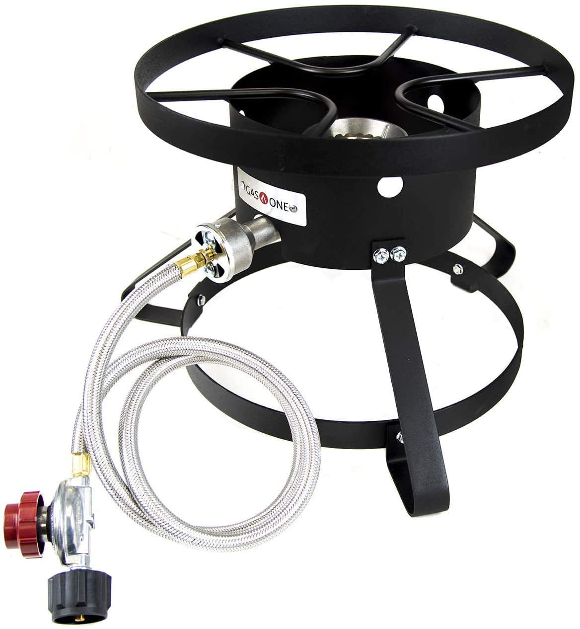 GasOne Propane Burner High Pressure Outdoor Cooker - 14.5" Wide with Steel Braided Propane Hose