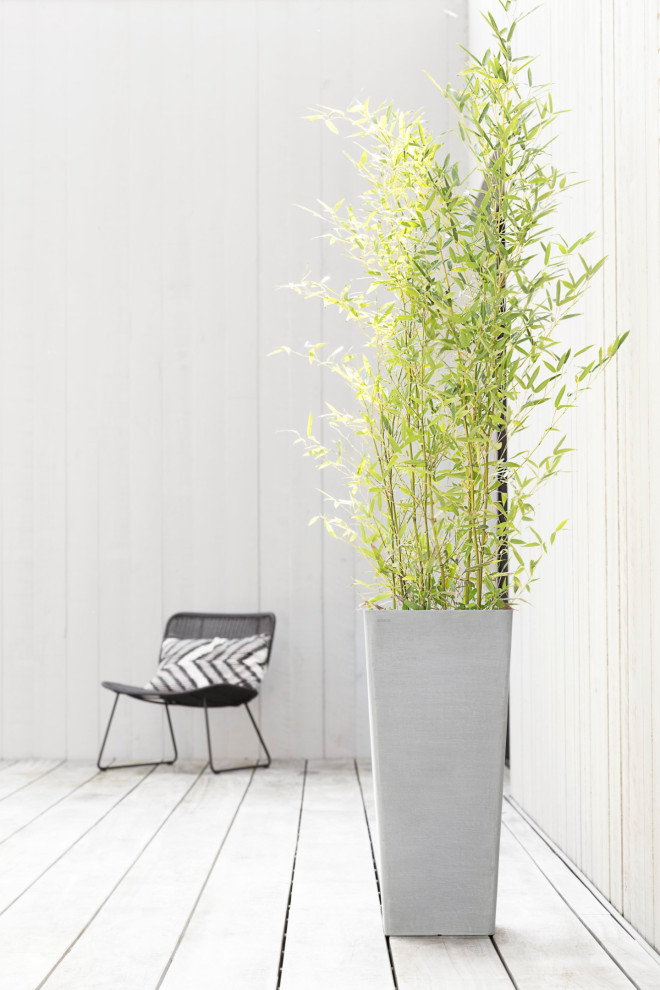 Ecopots Rotterdam Modern Recycled Mid High Plastic Planter  White Grey  22 quot  Contemporary   Outdoor Pots And Planters   by Esbenshades Greenhouses  Houzz