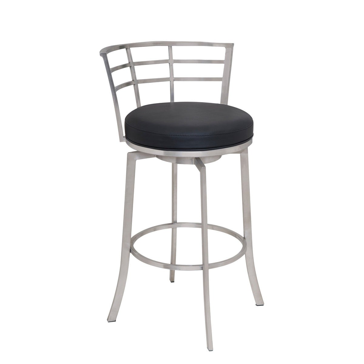 30 Inch Counter Height Barstool with Leatherette Seat， Silver and Black - 39 H x 20 W x 21 L Inches