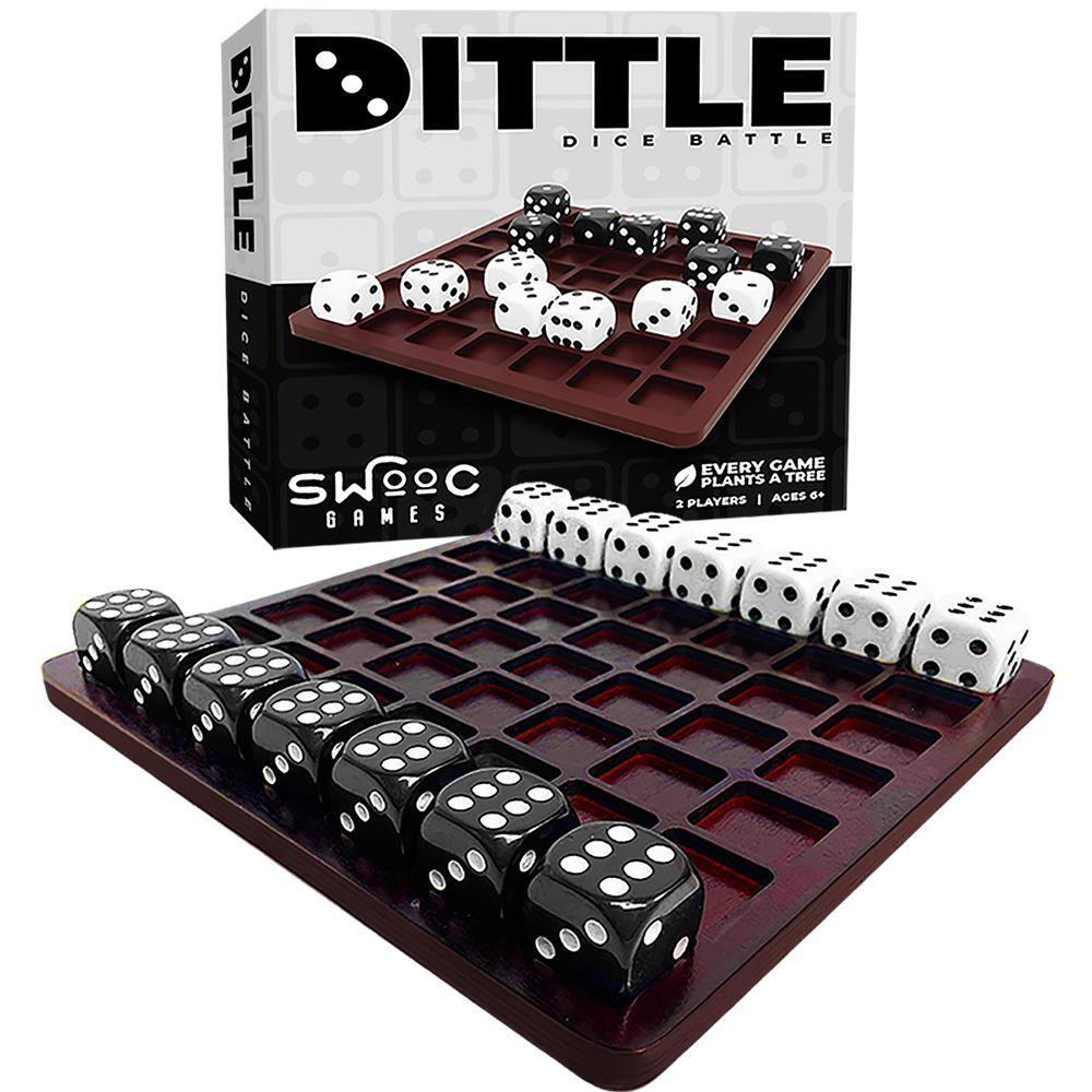 SWOOC Dittle - Dice Battle to Ages 6 Plus to Unique Wooden Coffee Table Games For Adults  Family to Best Board Games For Kids DITTLE-OAK-SML