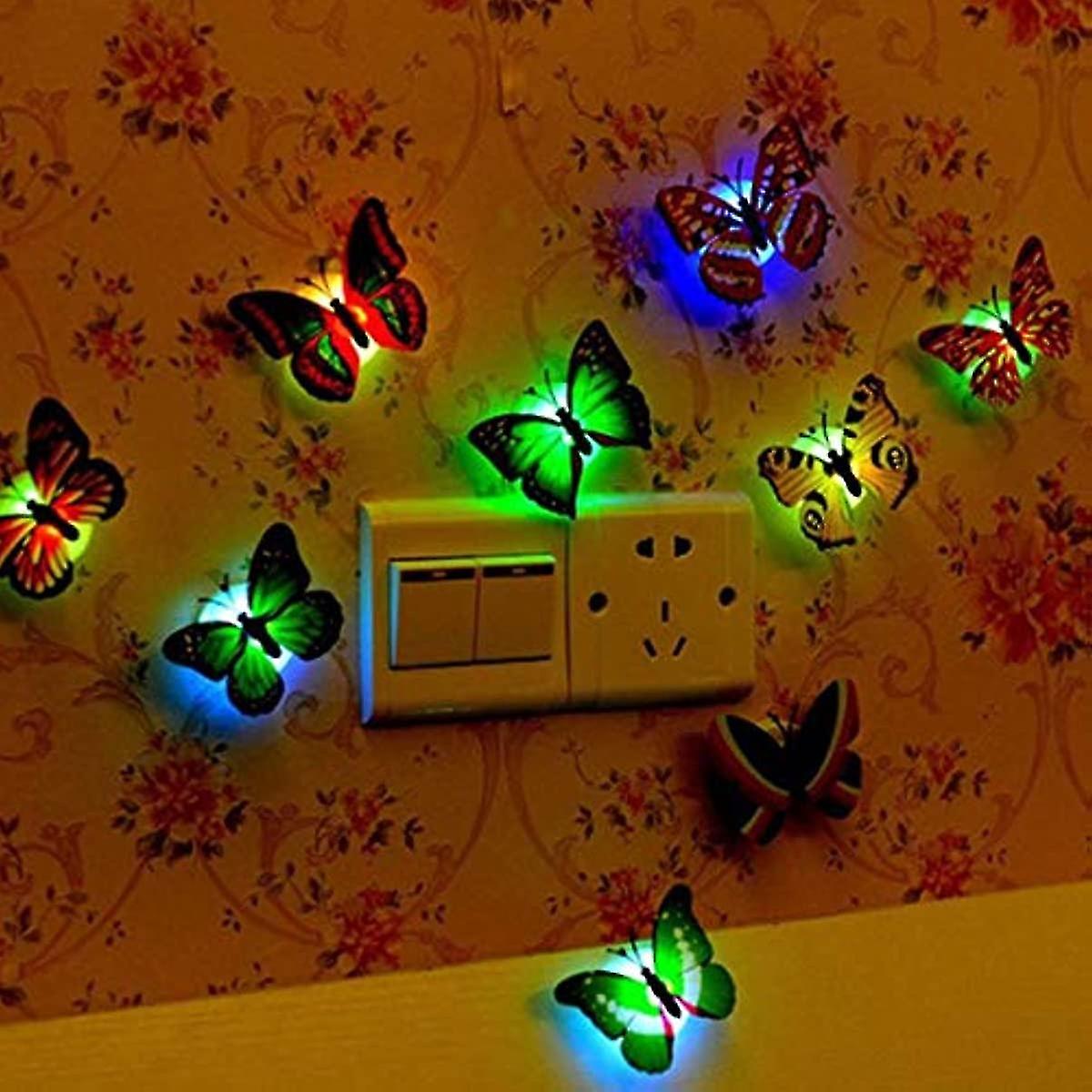 Swiftswan Colorful Change Butterfly Led Night Light Lamp Home Room Wedding Party Desk Wall Decoration With Sucker Children Gift