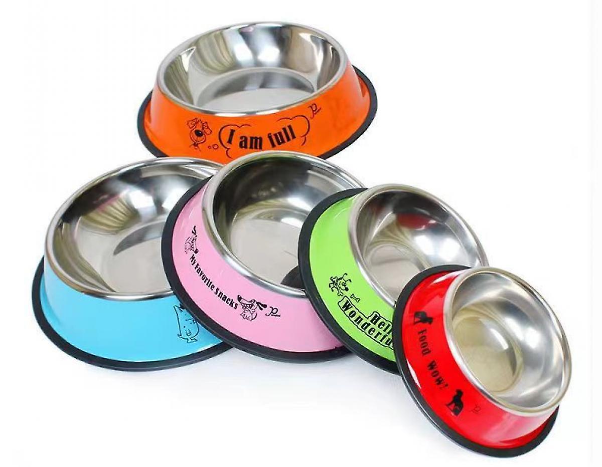 Steel Dog Bowls，cat Bowl Water And Food With Rubber Base For Dogs， Cats， Puppy Rabbit And Kitten 180g Capacity (orange)