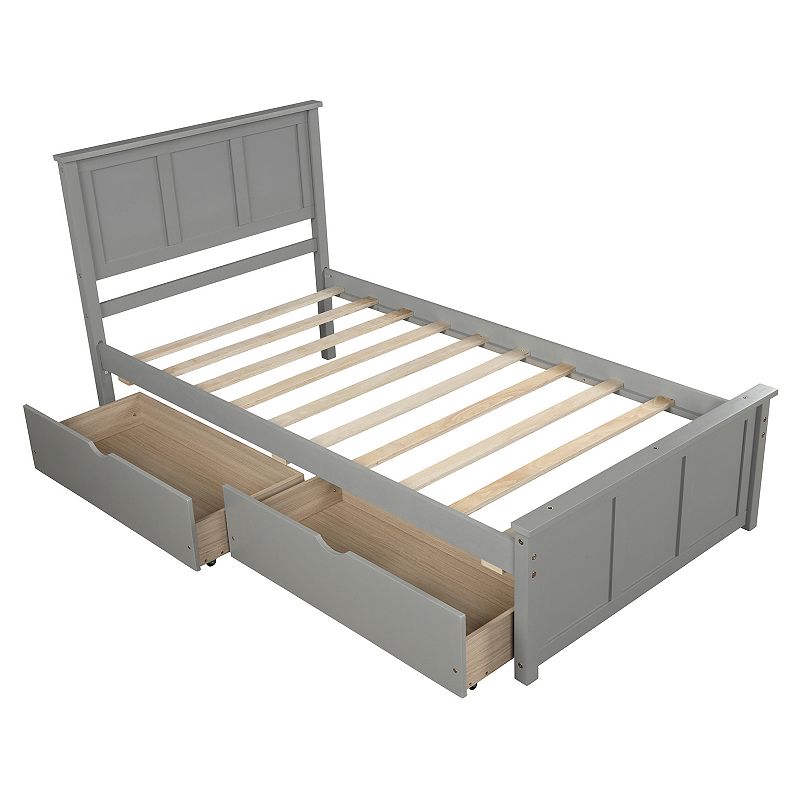 Merax Twin Size Platform Storage Bed，2 drawers with wheels