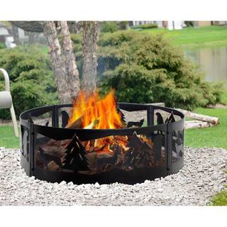 Pleasant Hearth Wilderness 36 in. x 12 in. Steel Fire Pit Ring in Black OFW177FR