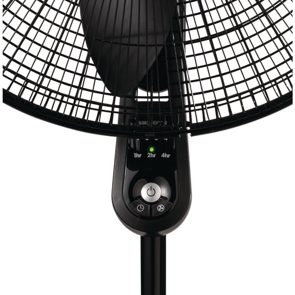 Lasko 20 in. 4 Speeds Pedestal Fan in Black with 90 Degrees Tilt Adjustment Adjustable Height Oscillating RemoteTimer S20625