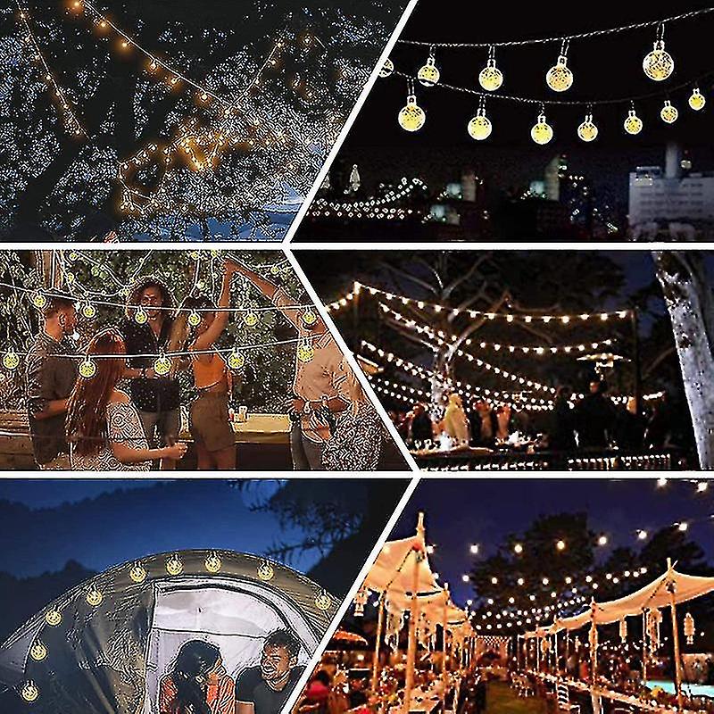 Led Solar Garden Ball Light String Crystal Ball Outdoor Festival Decor Party Lights Bulb