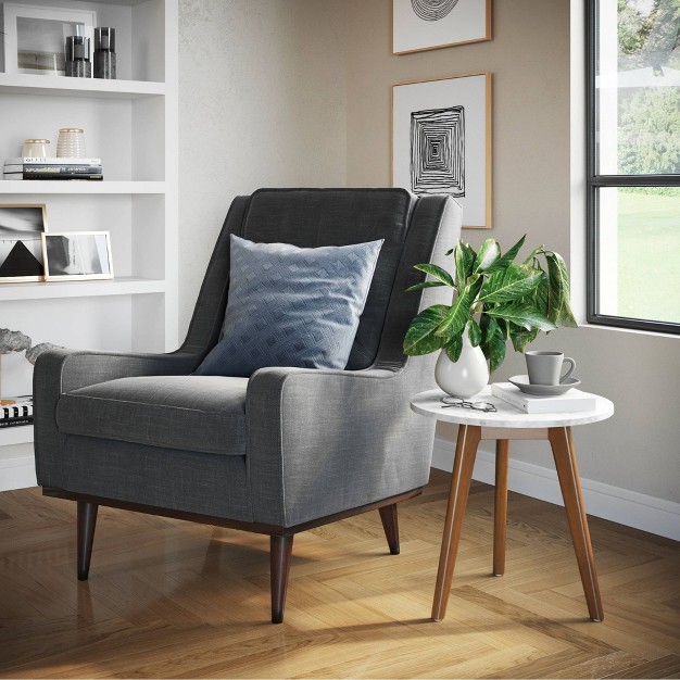 Solid Wood And Faux Marble Round Side Table Nathan James