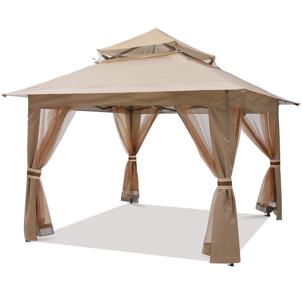 13' x 13' Patio Gazebo Outdoor Pop Up Gazebo with Mesh Walls