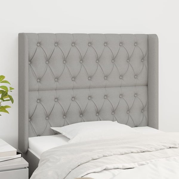 vidaXL Headboard with Ears Dark/Light Gray multisize Fabric - - 37455507