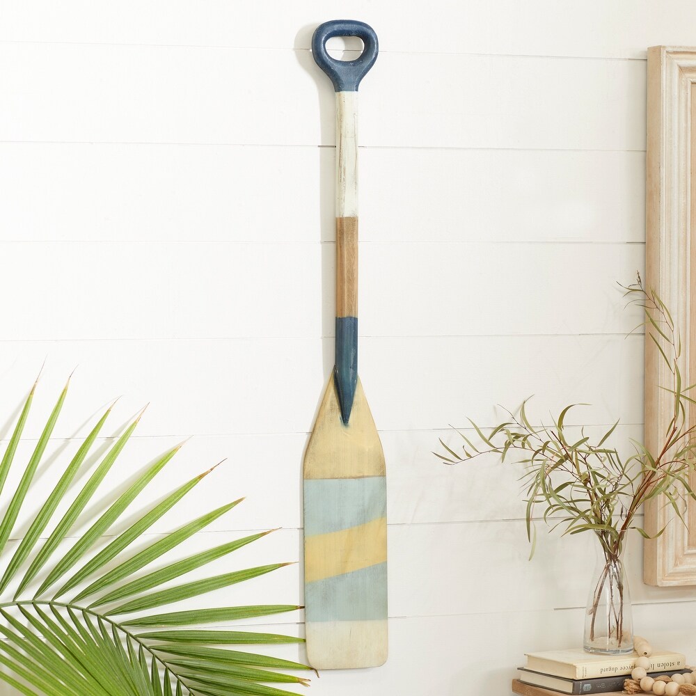 Multi Colored Wooden Novelty Canoe Oar Paddle Wall Decor with Arrow and Stripe Patterns   6 x 1 x 41