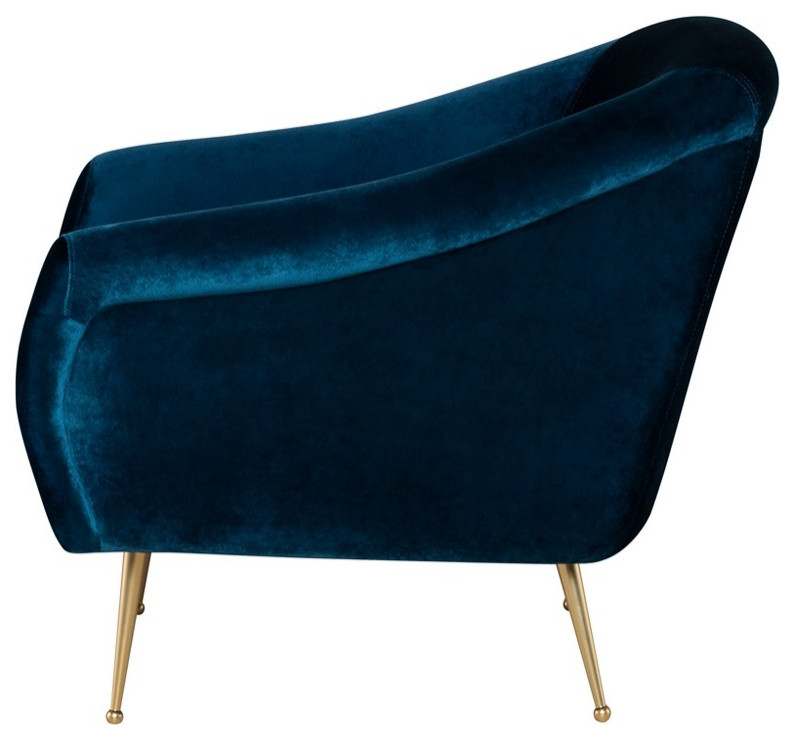 Aminta Occasional Chair midnight blue velour   Midcentury   Armchairs And Accent Chairs   by Virgil Stanis Design  Houzz