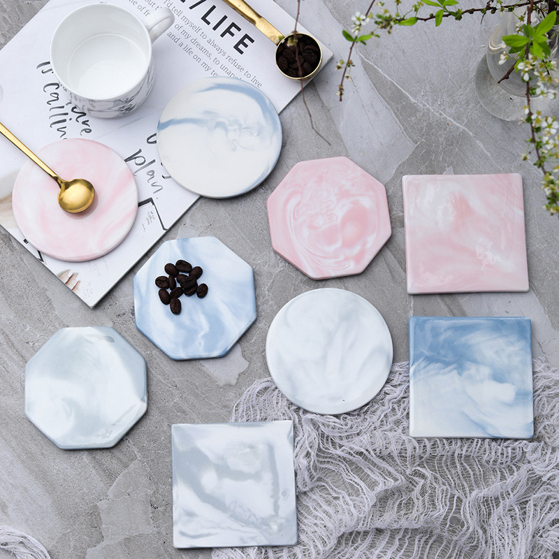 ins marbled coaster ceramic mug non-slip mat insulation mat