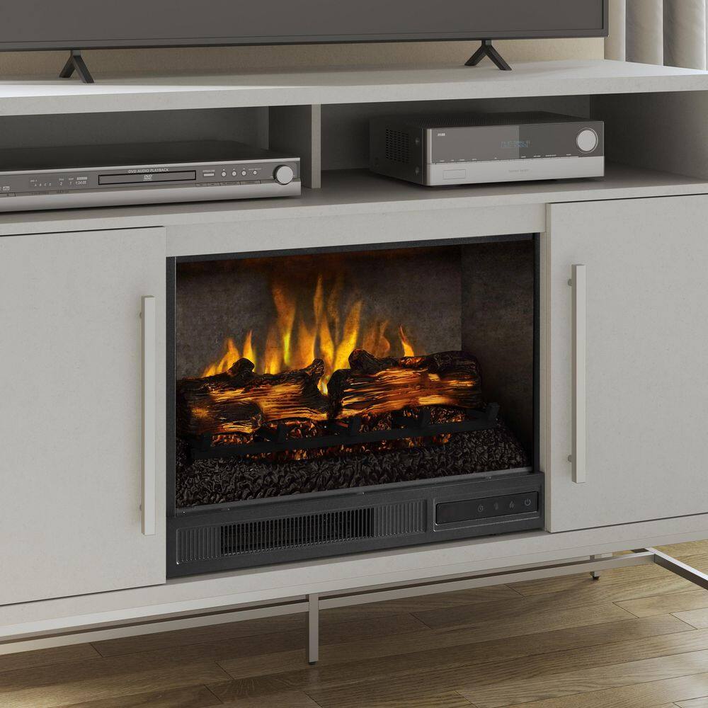 SCOTT LIVING KAPLAN 48 in. Freestanding Media Console Wooden Electric Fireplace in White HDSLFP48L-1B