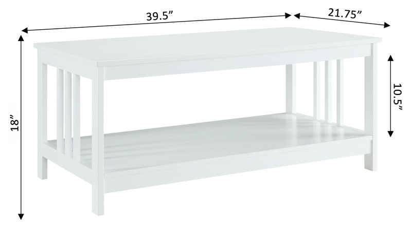 Convenience Concepts Mission Coffee Table in White Wood Finish   Craftsman   Coffee Tables   by Homesquare  Houzz