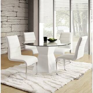 Furniture of America Alastore 45 in. Round White Glass Dining Table IDF-8371WH-T