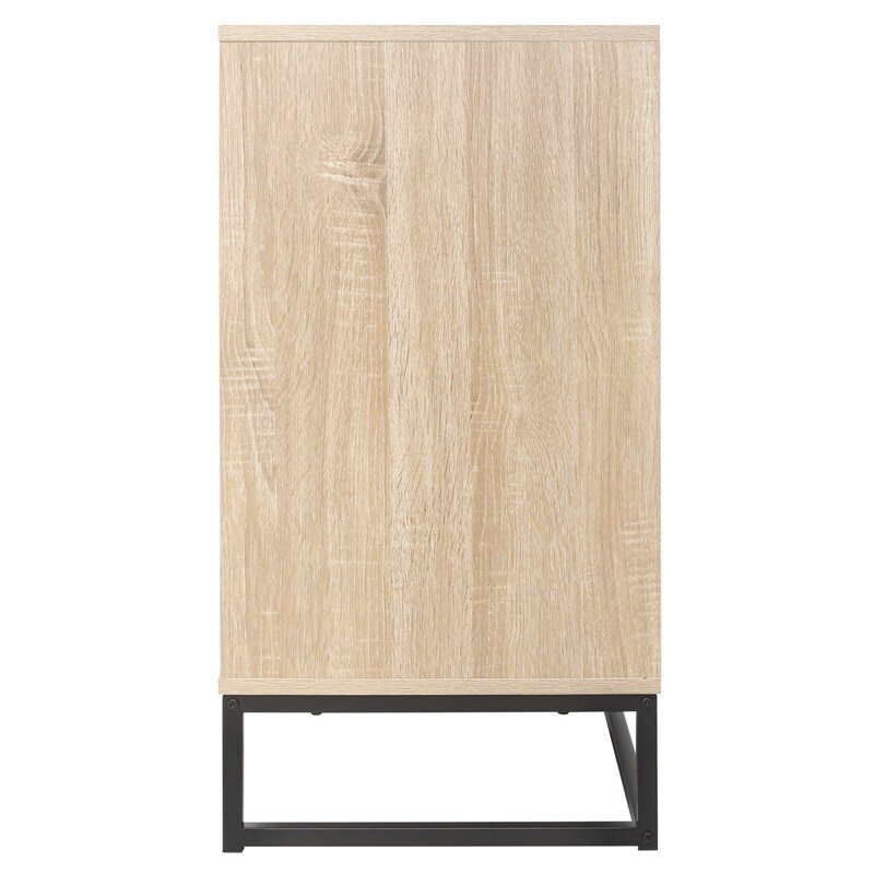 Modern Solid Wood Storage Cabinet with 2 Doors and Metal Base