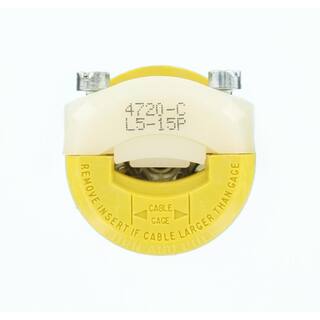 Leviton 15 Amp 125-Volt Locking Grounding Plug YellowWhite 4720-CY