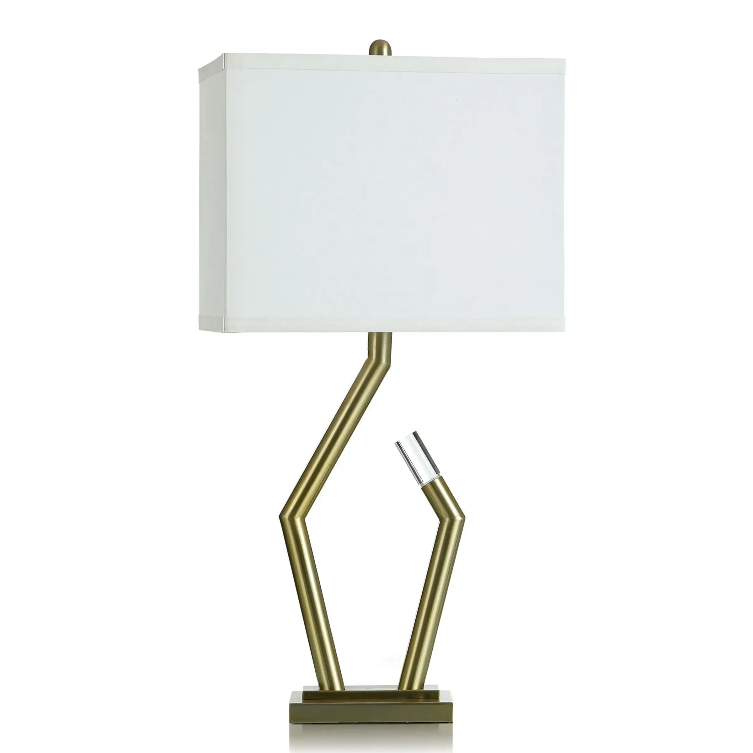 Steel and Clear Acrylic Table Lamp with LED - Antique Brass - 5