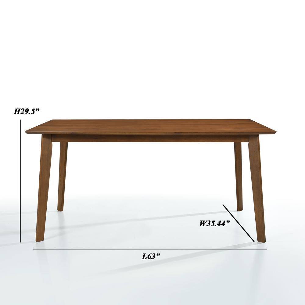 Nereida 63 in. Brown Solid Wood Mid Century Modern Dining Table ID201-T6-WN