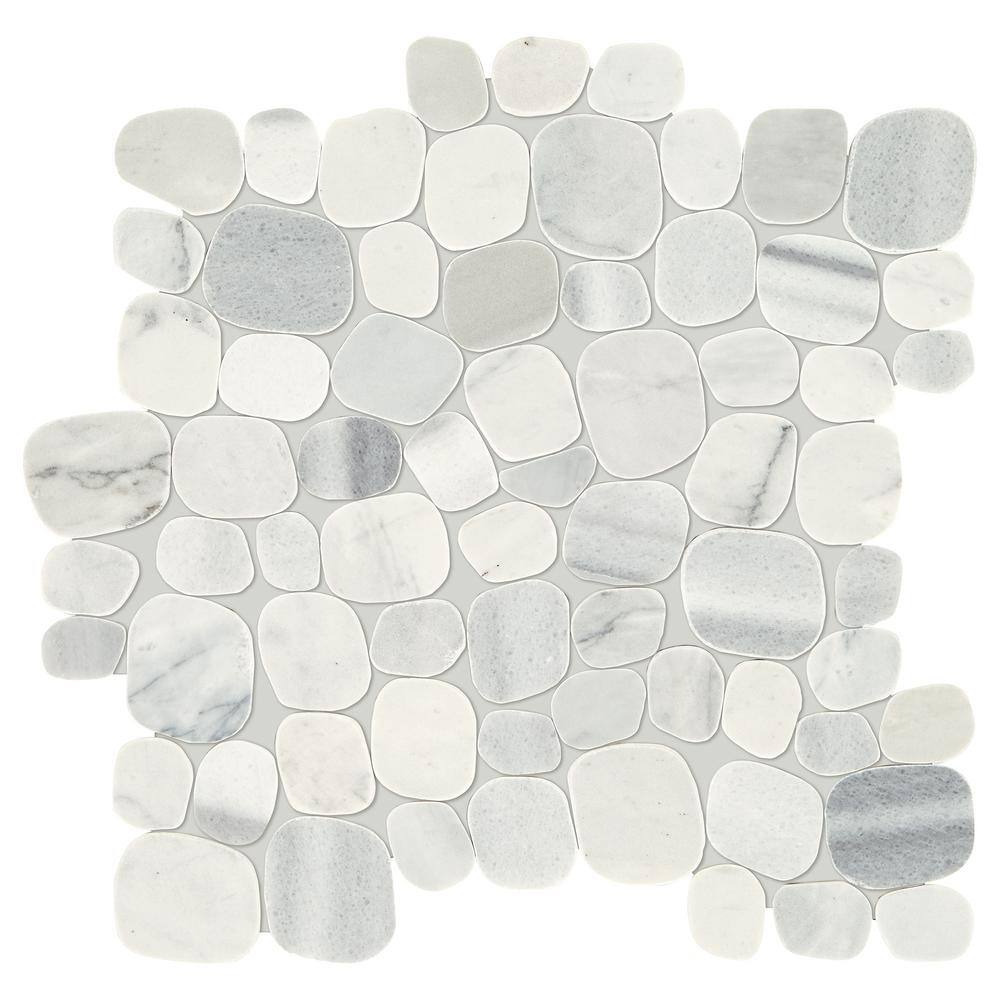 Daltile Stone Decor Shadow 12 in. x 12 in. x 10 mm Marble Pebble Mosaic Floor and Wall Tile (0.95 sq. ft. Each) ST54FLPEBCCMS1L