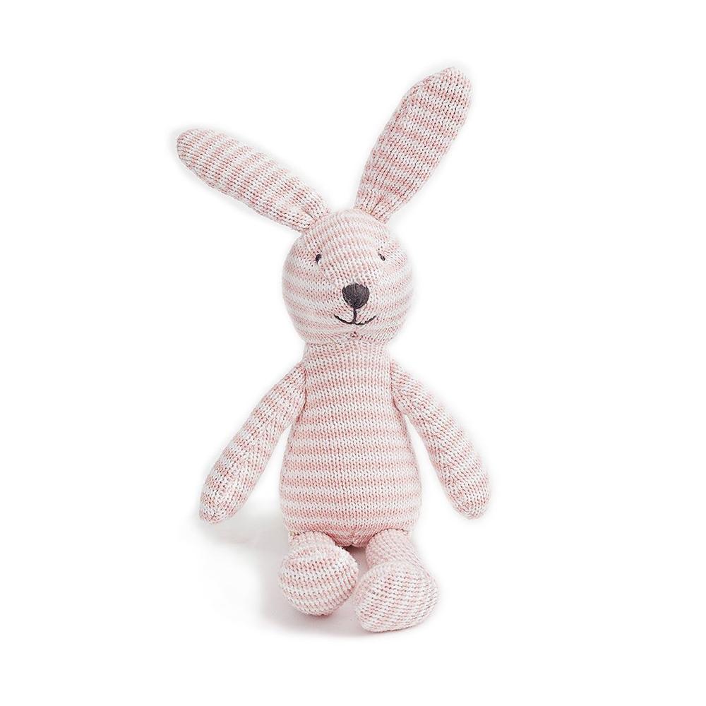 Pink Striped Bunny Knit Plush Toy by Mon Ami