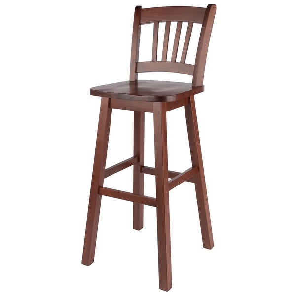 Fina Swivel Seat Bar Stool， Walnut - 16.38 x 18.82 x 43.68 inches