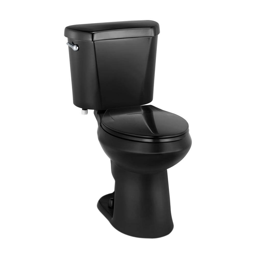 Glacier Bay 2-piece 1.28 GPF High Efficiency Single Flush Elongated Toilet in Black N2428E-BLK