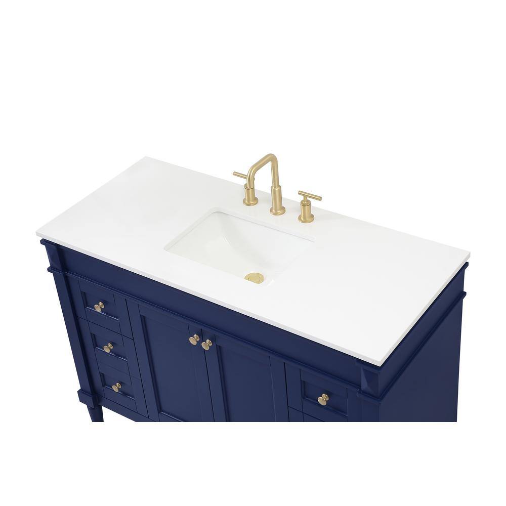 Simply Living 48 in. W x 21 in. D x 35 in. H Bath Vanity in Blue with Ivory White Quartz Top SL95544BL