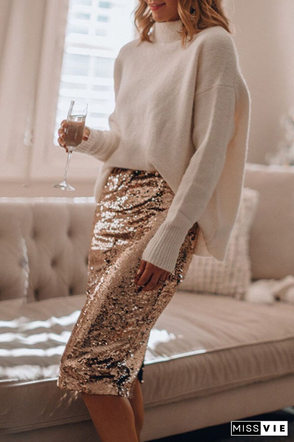 Sexy Sequin Slim Half Skirt