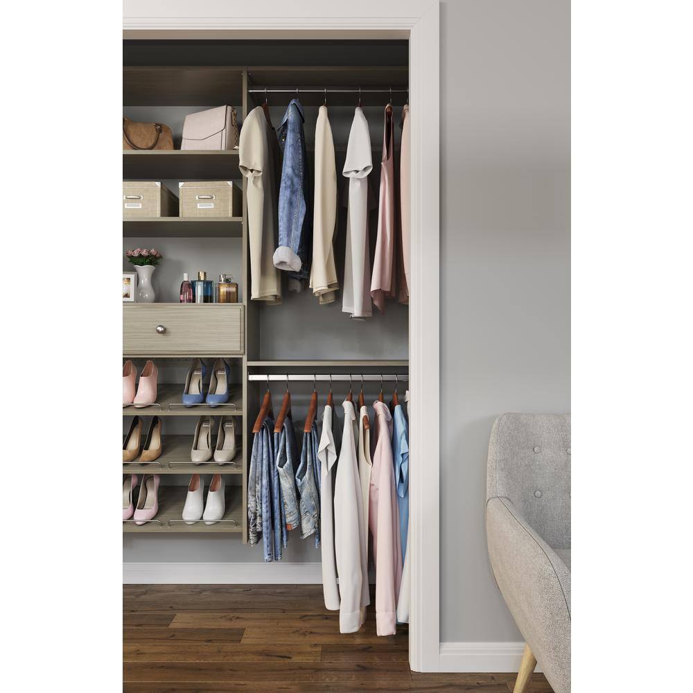 Closet Evolution 84 in. W - 108 in. W Rustic Grey Wood Closet System GR33