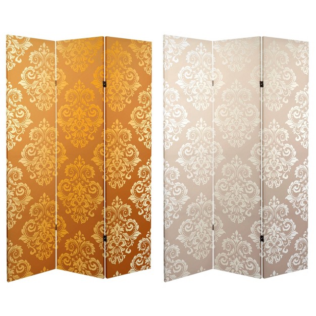 Double Sided Baroque Wallpaper Canvas Room Divider Gold Oriental Furniture