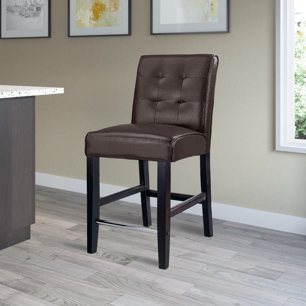 CorLiving Antonio Bonded Leather Counter Height Barstool