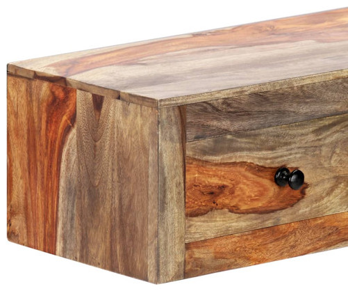 vidaXL Console Table Floating Side Table with Drawers Solid Sheesham Wood   Rustic   Console Tables   by vidaXL LLC  Houzz